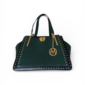 Elegant Miak Collection Green Handbag with Gold Accents